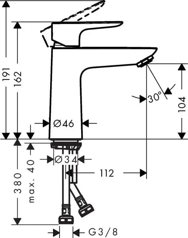 Hansgrohe Talis E 110 Servantkran u/bunnventil Sort Matt - Bilde 4