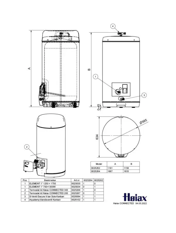 Høiax Connected Smartbereder / Varmtvannsbereder 300L - Bilde 3